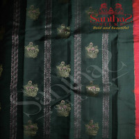 DARK GREEN COLOUR BODY FLORAL PATTERN BUTTA WITH CONTRAST BLOUSE