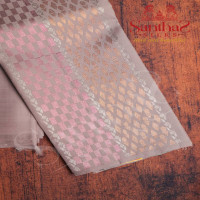 HEATHER PEACH COLOUR BODY WITHOUT BORDER ZARI BUTTA WITH CONTRAST BLOUSE