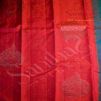 PINKISH ORANGE COLOUR BODY COPPER BIG BUTTA WITH CONTRAST BLOUSE