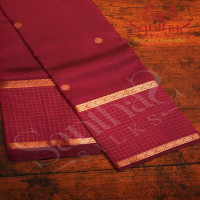 MAGENTA COLOUR BODY COIN BUTTA CHECKS BORDER WITH SELF BLOUSE