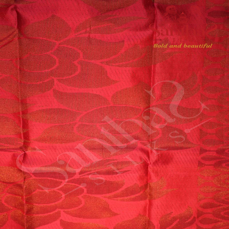 DARK PINK COLOUR BODY COPPER ZARI BIG MANGO BUTTA WITH SELF BLOUSE