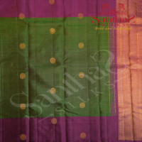 BOTTLE GREEN COLOUR BODY STRIPS GOLDEN ZARI BUTTA WITH CONTRAST BLOUSE & BORDER