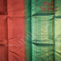 BORDERLESS LIGHT CHOCOLATE BROWN COLOUR BODY WITH BIG MOTIFS AND GREEN COLOUR CONTRAST BLOUSE