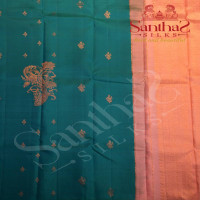 BORDERLESS RAMAR BLUE COLOUR BODY WITH BIG MOTIFS AND LIGHT PINK COLOUR CONTRAST BLOUSE