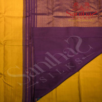 BORDERLESS MEHANDI GREEN COLOUR BODY WITH STRIPS AND VIOLET COLOUR CONTRAST BLOUSE