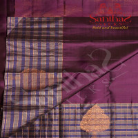 PURPLE COLOUR BODY WITH LEAF MOTIFS AND CONTRAST BLOUSE