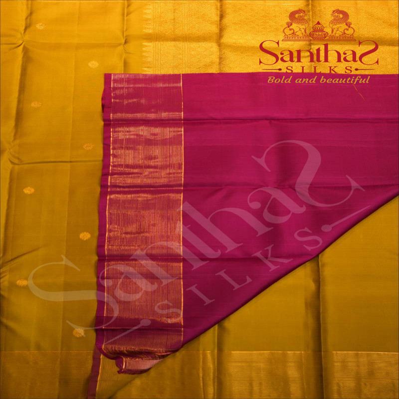 LIMERICK GREEN COLOUR BODY WITH GOLDEN COIN ZARI MOTIFS AND CONTRAST BLOUSE & BORDER