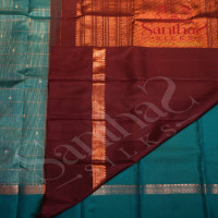 OLYMPIC BLUE COLOUR BODY SILVER STRIPS WITH COPPER MANGO ZARI MOTIFS AND CONTRAST BLOUSE