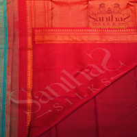 AQUAMARINE BLUE COLOUR BODY GOLDEN ZARI MOTIFS WITH CONTRAST BLOUSE