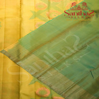 PEAR GREEN COLOUR BODY WITH FLORAL PATTERN ZARI MOTIFS AND CONTRAST BLOUSE & BORDER