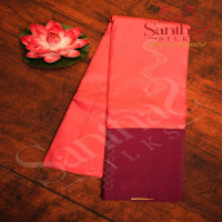 CORAL RED COLOUR BODY WITH SILVER ZARI WAVES PATTERN AND CONTRAST BLOUSE