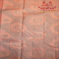 CANDLELIGHT PEACH COLOUR BODY WITH SILVER ZARI & BLUE GREEN MOTIFS AND CONTRAST BLOUSE