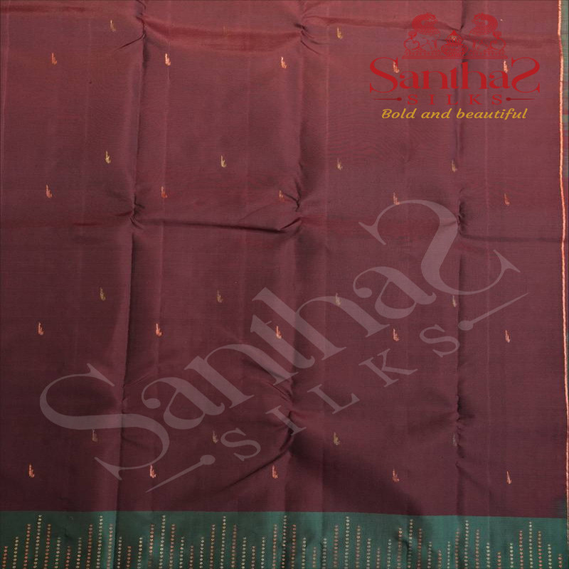 PURPLE COLOUR BODY WITH COPPER AND SILVER ZARI BUTTAS AND CONTRAST BLOUSE