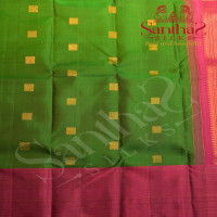 EMERALD GREEN COLOUR BODY WITH GOLDEN ZARI BUTTAS AND CONTRAST BLOUSE