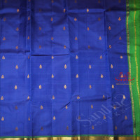 ONE SIDE BORDER ROYAL BLUE COLOUR BODY WITH GOLDEN ZARI BUTTA & WITHOUT BLOUSE