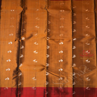 DARK HONEY COLOUR BODY WITH FANCY ZARI BUTTA WITH CONTRAST BLOUSE & BORDER