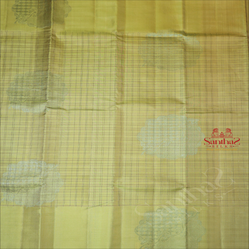 BORDERLESS IGUANA GREEN COLOUR CHECKED BODY WITH EMBOSE BIG BUTTA WITH CONTRAST BLOUSE