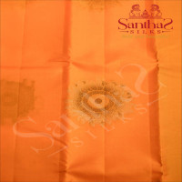 MANGO YELLOW COLOUR BODY WITH GOLDEN ZARI BIG FLOWER MOTIFS AND CONTRAST BLOUSE