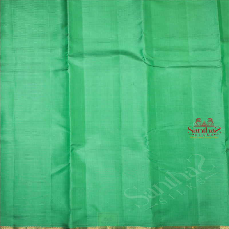 AQUA GREEN COLOUR WITH ONE INCH BORDER AND SELF COLOUR BLOUSE