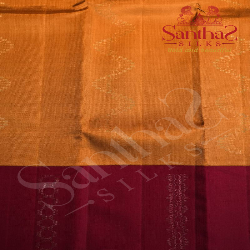 METALLIC GOLD COLOUR BODY WITH SILVER ZARI BUTTAS AND CONTRAST BLOUSE