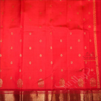 BORDERLESS ORANGISH RED COLOUR BODY WITH GOLDEN ZARI BUTTA & WITHOUT BLOUSE