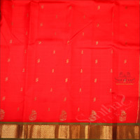BORDERLESS RED COLOUR BODY WITH GOLDEN ZARI BUTTA & WITHOUT BLOUSE