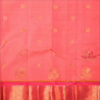 PEACHISH PINK COLOUR BODY WITH GOLDEN ZARI BUTTAS & SINGLE SIDE BORDER AND CONTRAST PALLU WITHOUT BLOUSE