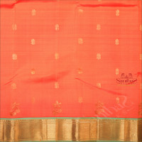 ORANGISH RED COLOUR BODY WITH GOLDEN ZARI BUTTAS & SINGLE SIDE BORDER AND CONTRAST PALLU WITHOUT BLOUSE