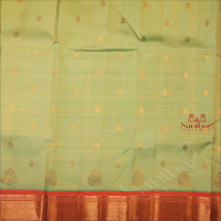 ONE SIDE BORDER PISTHA GREEN COLOUR BODY WITH GOLDEN ZARI BORDER & WITHOUT BLOUSE