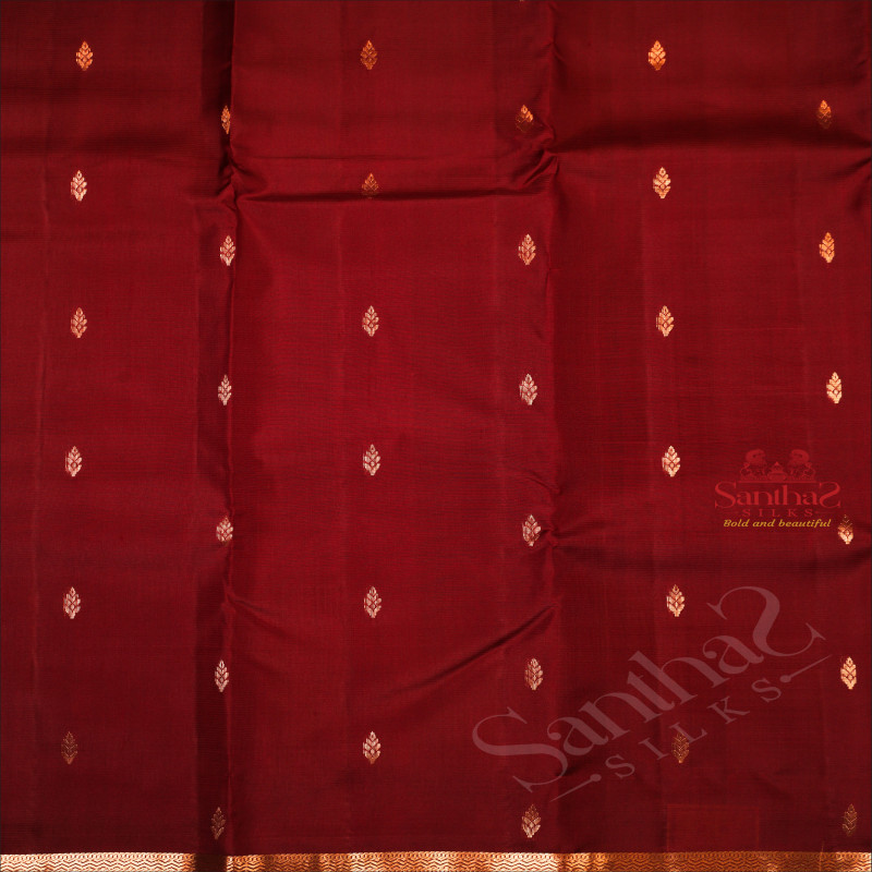 BROWN COLOUR BODY WITH SMALL BUTTAS AND SELF COLOUR PALLU WITH SELF COLOUR BLOUSE