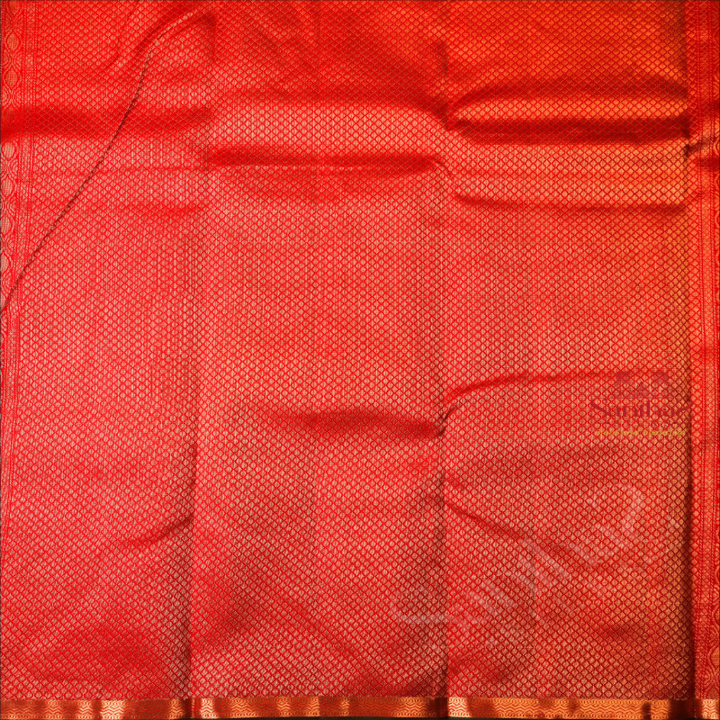 BRIGHT RED COLOUR BODY WITH SMALL BUTTAS AND SELF COLOUR PALLU WITH SELF COLOUR BLOUSE