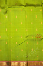 PARROT GREEN COLOUR BODY WITH GOLDEN ZARI BUTTAS & SINGLE SIDE BORDER AND CONTRAST PALLU WITHOUT BLOUSE