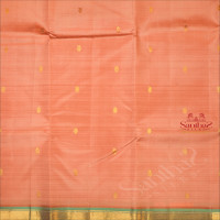 ONESIDE BORDER PASTEL PEACH BODY WITH GOLDEN ZARI BUTTA & WITHOUT BLOUSE