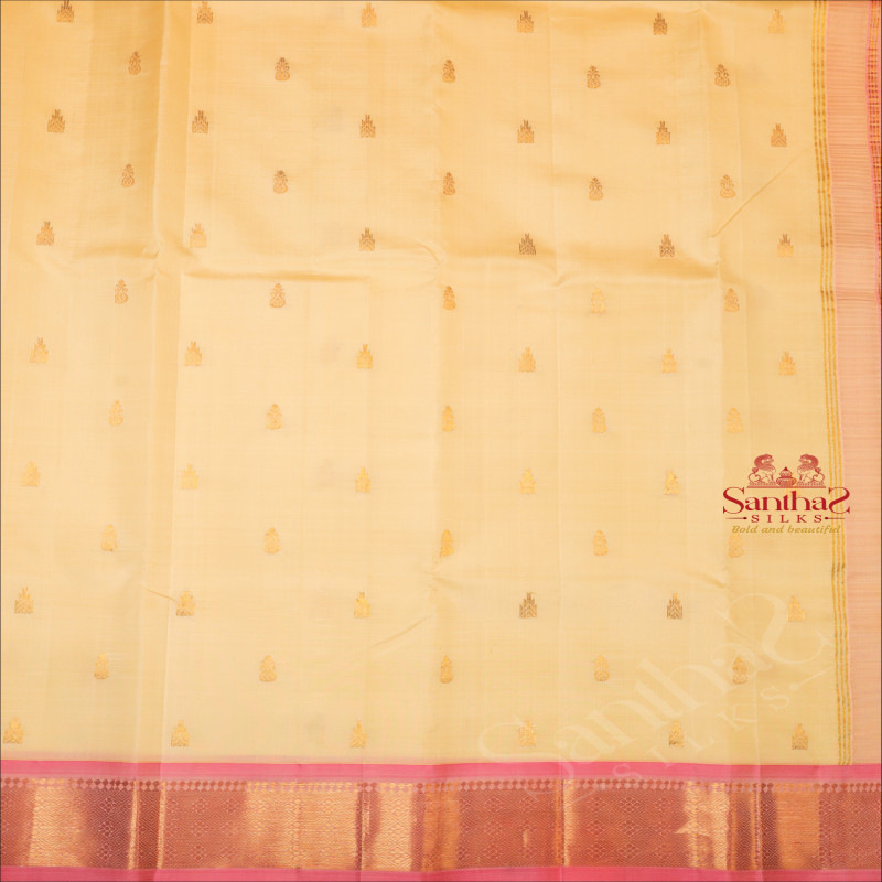 ONESIDE BORDER IVORY COLOUR BODY WITH GOLDEN ZARI BORDER & WITHOUT BLOUSE