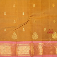 DARK GOLD COLOUR BODY WITH GOLDEN ZARI BUTTAS & SINGLE SIDE BORDER AND CONTRAST PALLU WITHOUT BLOUSE