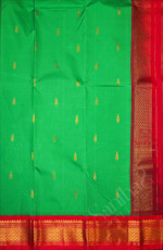 ONESIDE BORDER MEENAKSHI GREEN COLOUR BODY WITH GOLDEN ZARI BORDER & WITHOUT BLOUSE