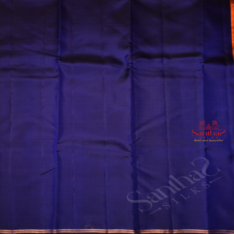 NAVY BLUE COLOUR PLAIN BODY WITH CONTRAST BLOUSE & BORDER