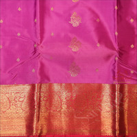 MULBERRY COLOUR BODY WITH ROSE GOLD ZARI MOTIFS & BUTTAS AND CONTRAST COLOUR BLOUSE