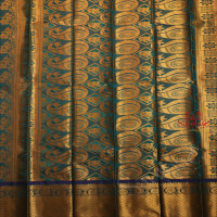 BLUE COLOUR BODY WITH GOLDEN ZARI FLORAL PATTERN WITH SELF BLOUSE