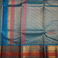 MUSTARD YELLOW COLOUR BODY WITH GOLDEN ZARI FLOWER BUTTA WITH CONTRAST BLOUSE & BORDER