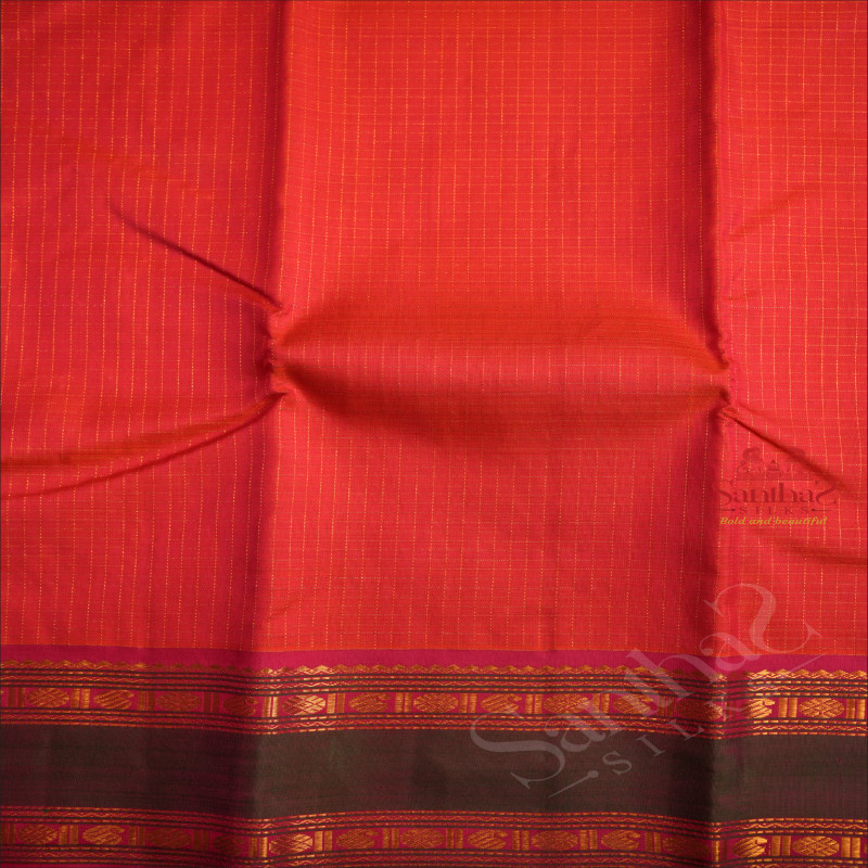 ORGANISH PINK COLOUR BODY WITH GOLDEN ZARI SMALL CHECKS AND CONTRAST COLOUR BLOUSE