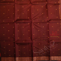 DARK MAROON COLOUR BODY WITH GOLDEN ZARI BUTTA WITH CONTRAST BLOUSE & BORDER