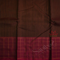 COFFEE BROWN COLOUR BODY WITH GOLDEN ZARI STRIPS AND CONTRAST COLOUR BLOUSE AND PALLU
