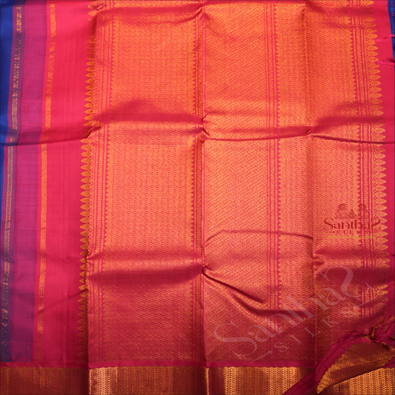 ROYAL BLUE COLOUR PLAIN BODY WITH CONTRAST BLOUSE & BORDER