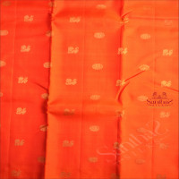 ORANGISH RED COLOUR BODY WITH GOLDEN ZARI SMALL BUTTAS AND CONTRAST COLOUR PALLU & BLOUSE