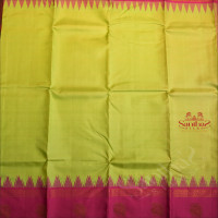 MINT GREEN COLOUR BODY GOPURAM AND ANNAM BUTTA WITH CONTRAST BLOUSE & BORDER