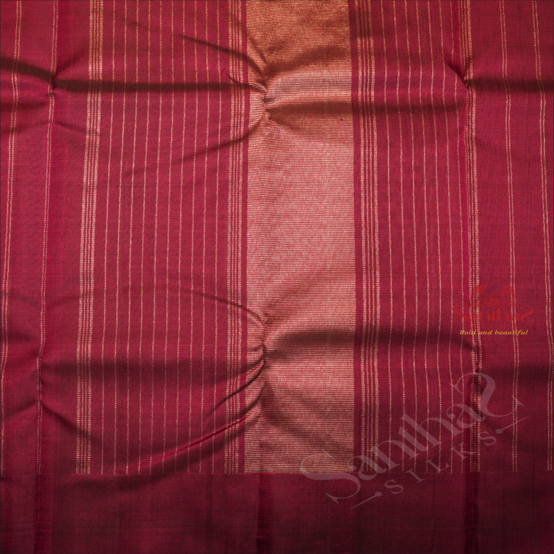 BORDERLESS INK BLUE COLOUR BODY THALAMBOO THREAD BUTTA WITH CONTRAST BLOUSE