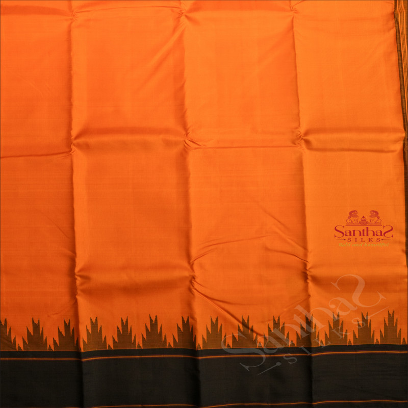 MUSTARD YELLOW COLOUR BODY WITH THALAMBOO THREAD BUTTA WITH CONTRAST BLOUSE