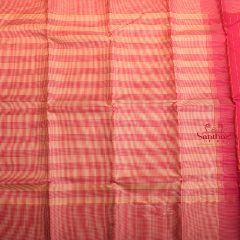 BABY PINK COLOUR CHECKED BODY WITH CONTRAST BLOUSE & BORDER