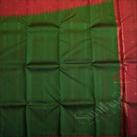 DARK GREEN COLOUR BODY AND CONTRAST PALLU & BLOUSE